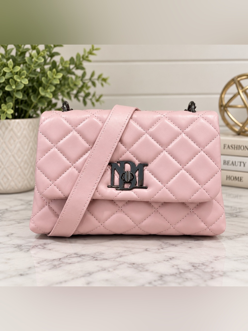Badgley Mischka Blush Pink Quilted Vegan Leather Crossbody Bag NWT $129